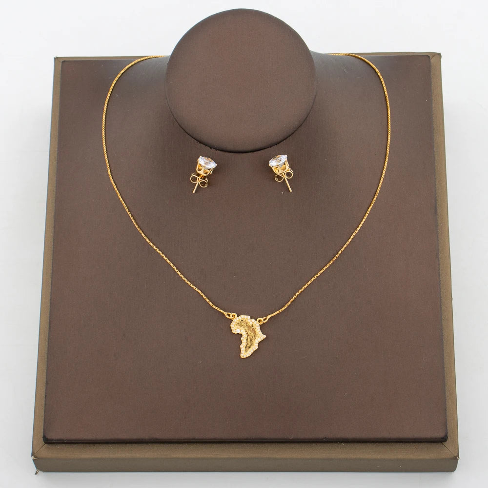 Goldfarbene Ohrringe und Halskette Schmuckset für Partys Luxus Zirkonia Ohrstecker Anhänger Halskette Armreif Brautschmuckset