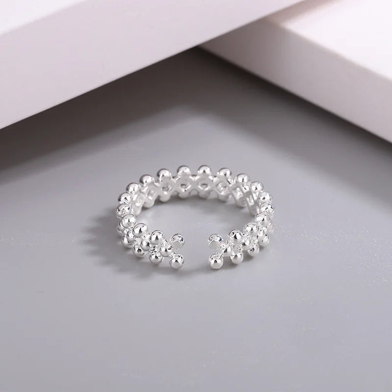 925 Sterling Silber Zweischichtiger Kugel Offener Ring Für Damen Hochzeit Luxus Qualität Schmuck Zubehör Schmuck Argent 925