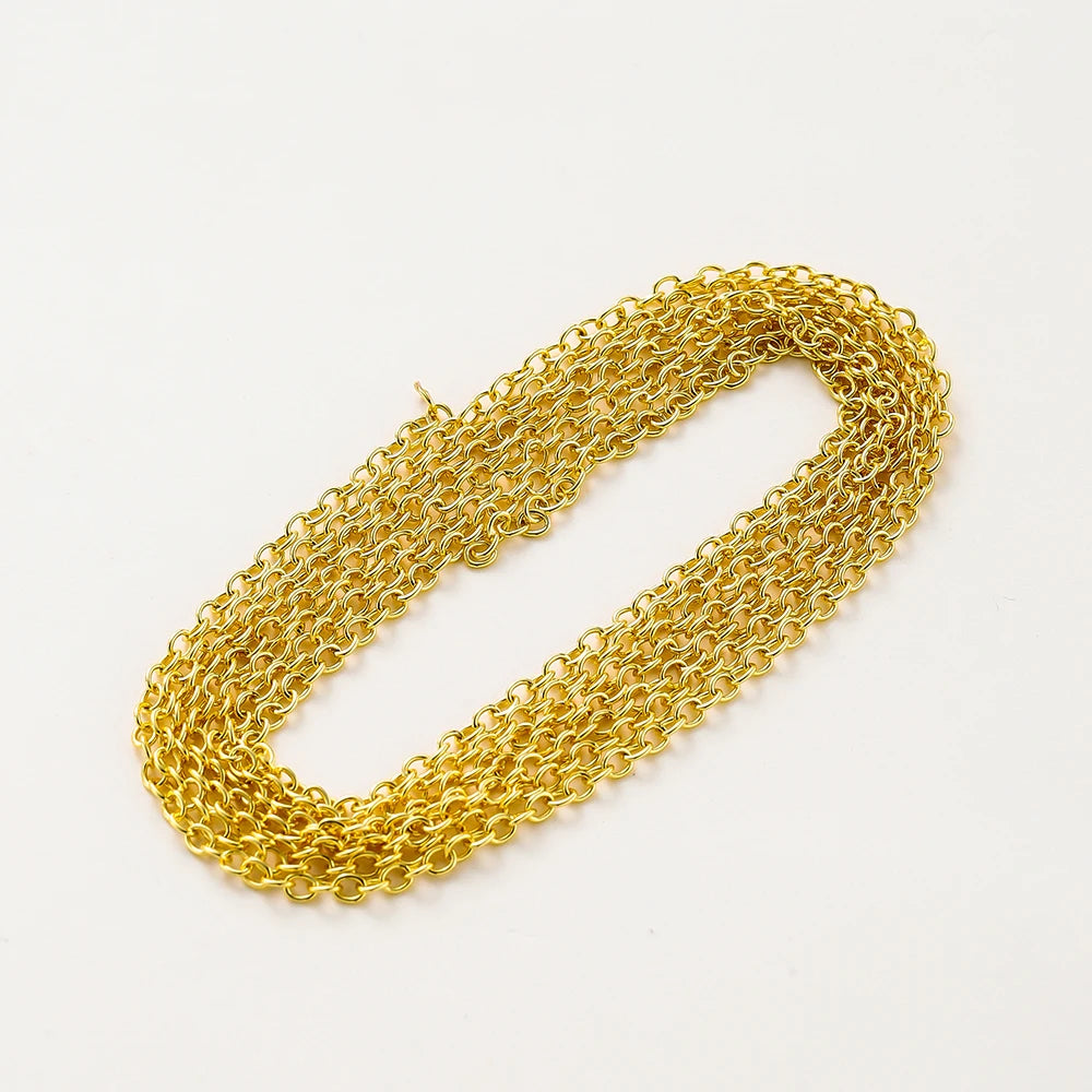 1 metro/lote de cadenas de eslabones redondos de metal chapado en oro de 14K y 18K para hacer joyas, accesorios de joyería para manualidades