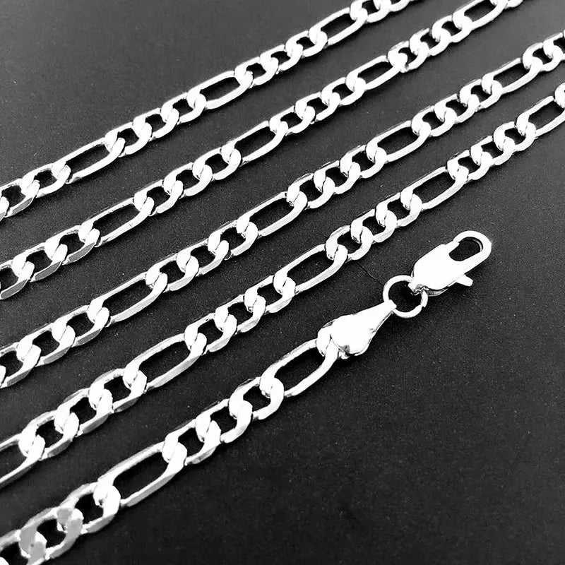 Collar de plata de ley 925 al por mayor, 2-12 mm de ancho, 40-75 cm de largo, cadena con cierre de langosta, joyas de compromiso para hombres y mujeres