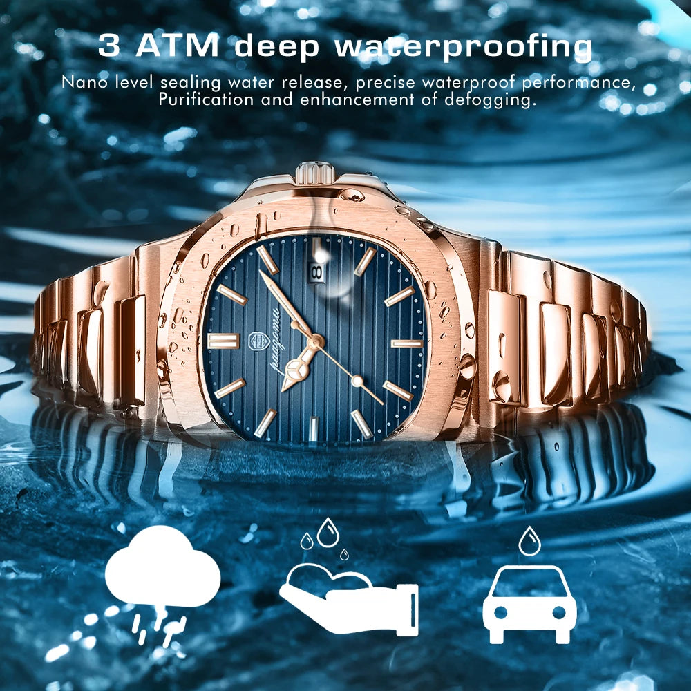 2026 Nuevo para hombres Marca de moda Reloj masculino Impermeable Luminoso Relojes de acero inoxidable Fecha Semana Informal Cuarzo Reloj de hombre Reloj