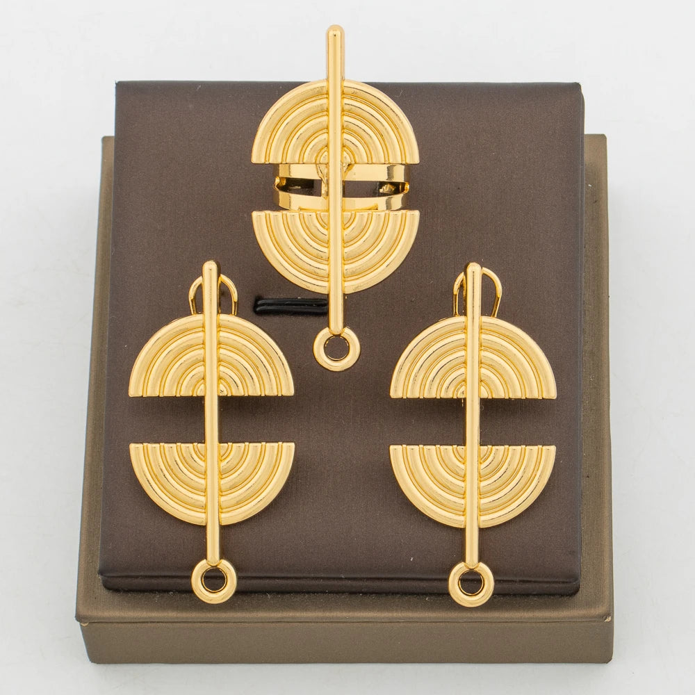 Vergoldetes Ohrringe und Ring Schmuckset für Damen Exquisite Hakenohrringe Fingerring Alltagskleidung für Party Jahrestag Geschenke