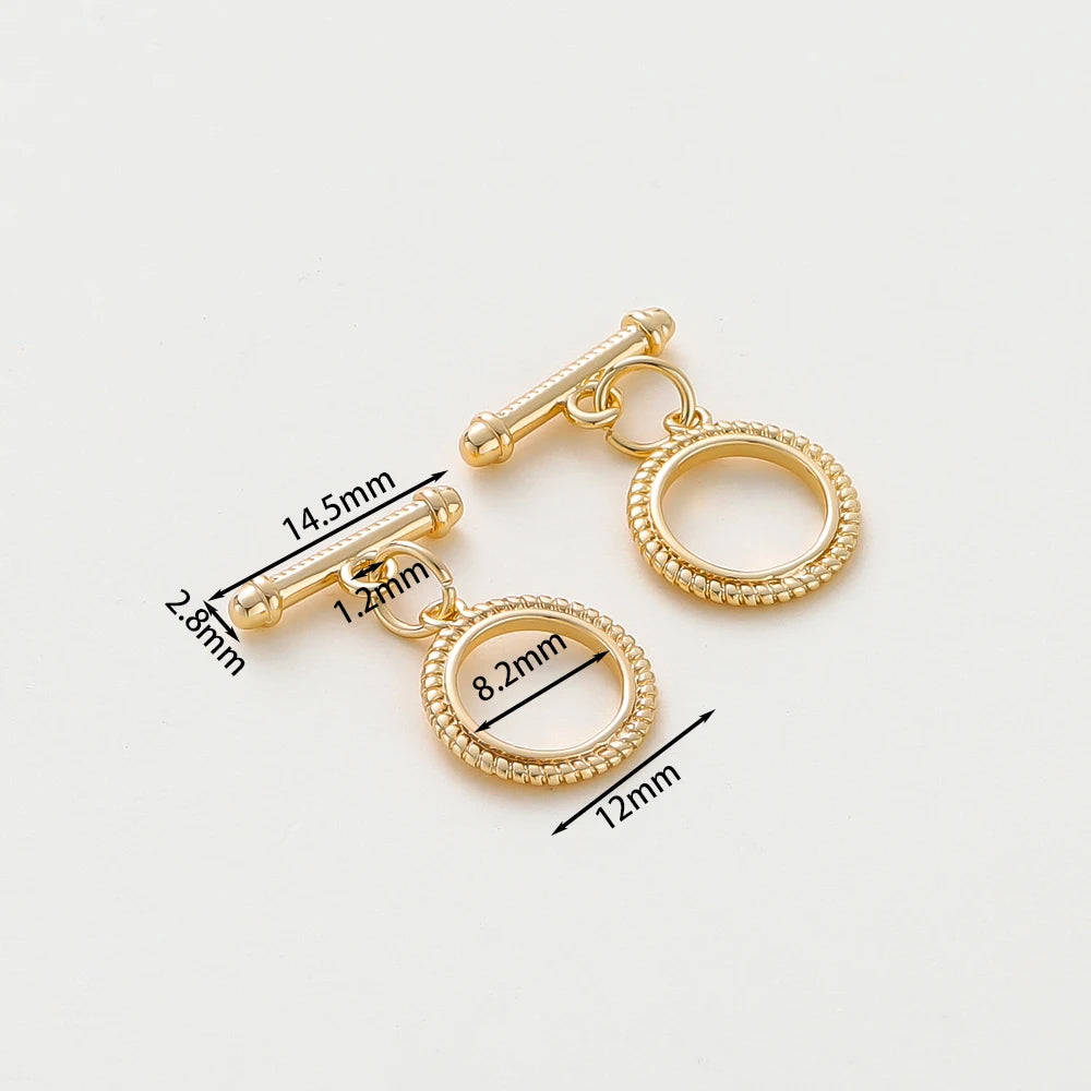 4 Sets 14K/18K Vergoldetes Messing O-Knebelverschluss-Verbinder für DIY Armband Halskette Schmuckherstellung Zubehör