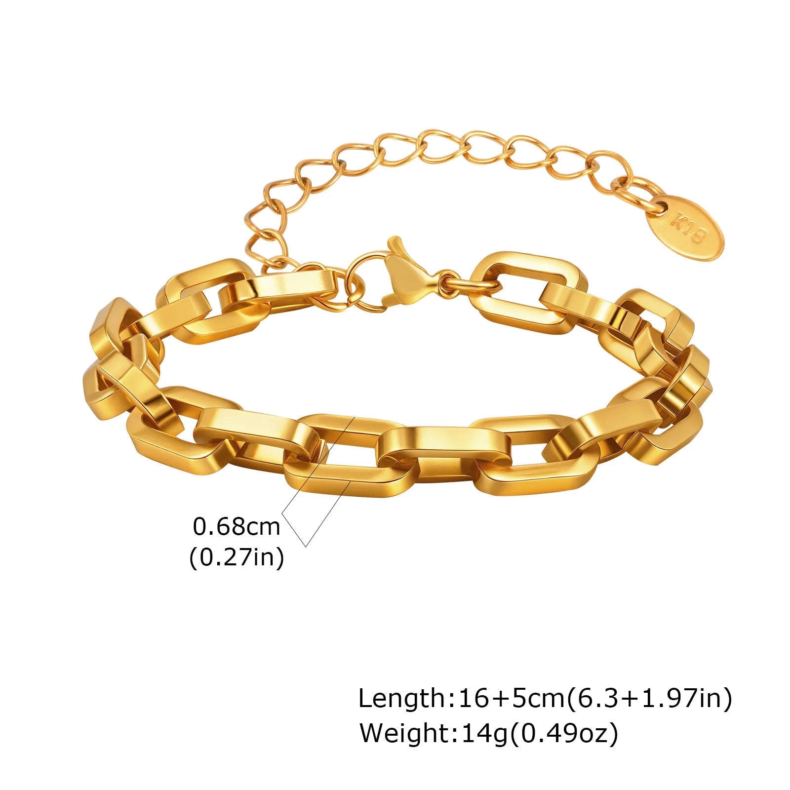 Massive klobige Toggle-Armbänder für Damen, Edelstahl OT-Verschluss-Gliederkettenarmband, vergoldet, anlaufgeschützt
