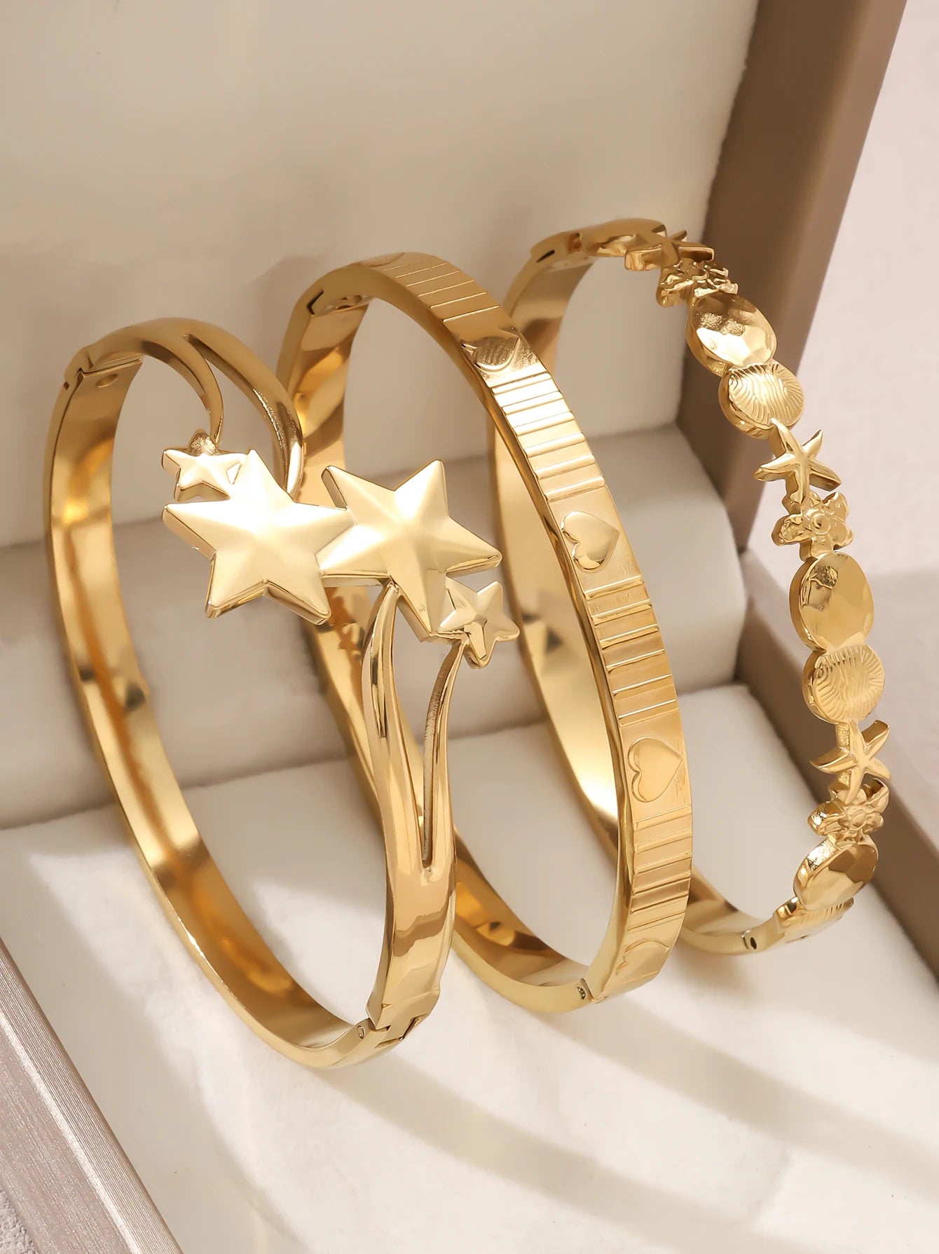 1 Stück/Set Damen Hochzeitsschmuck Party Feiertag Valentinstag Geschenk Edelstahl Armband 18K vergoldet Armband