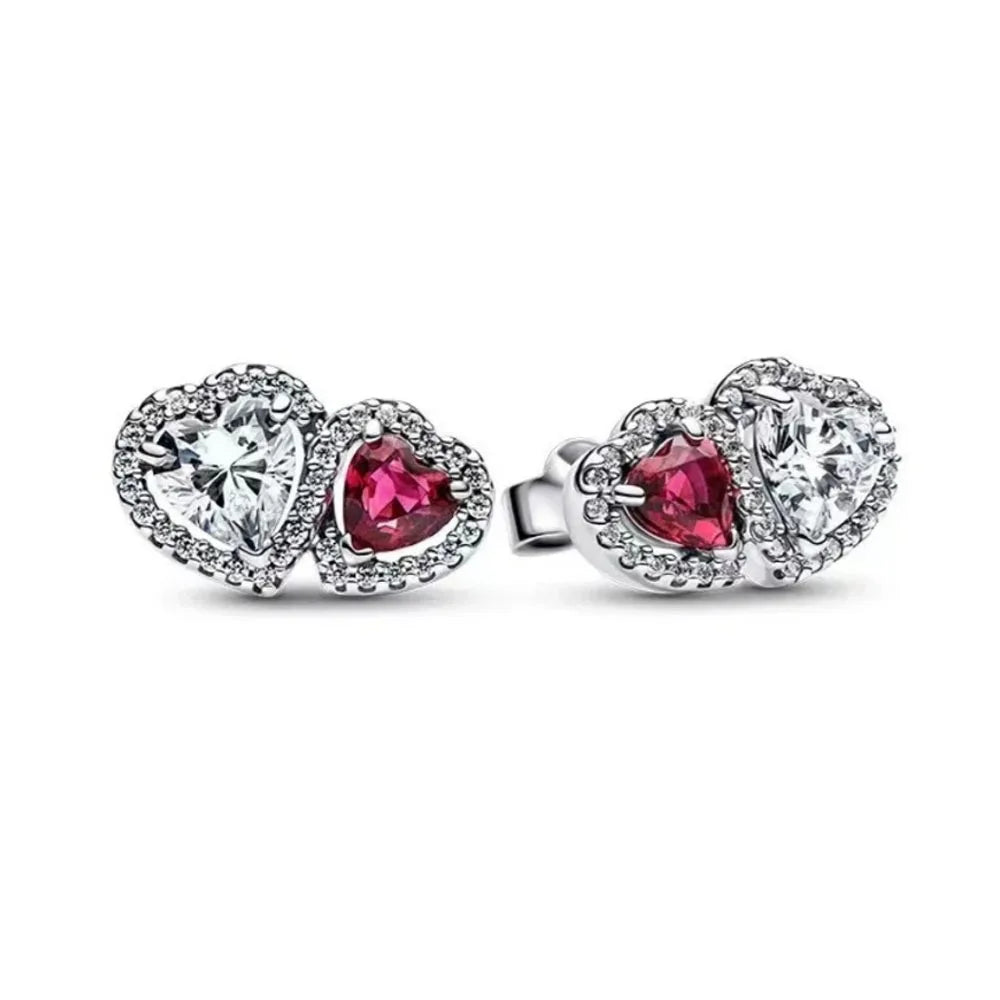 Neue S925 Silber Herz-Stein-Ohrstecker geeignet für Valentinstag, Muttertag, Jubiläumsgeschenk DIY Charm-Schmuck