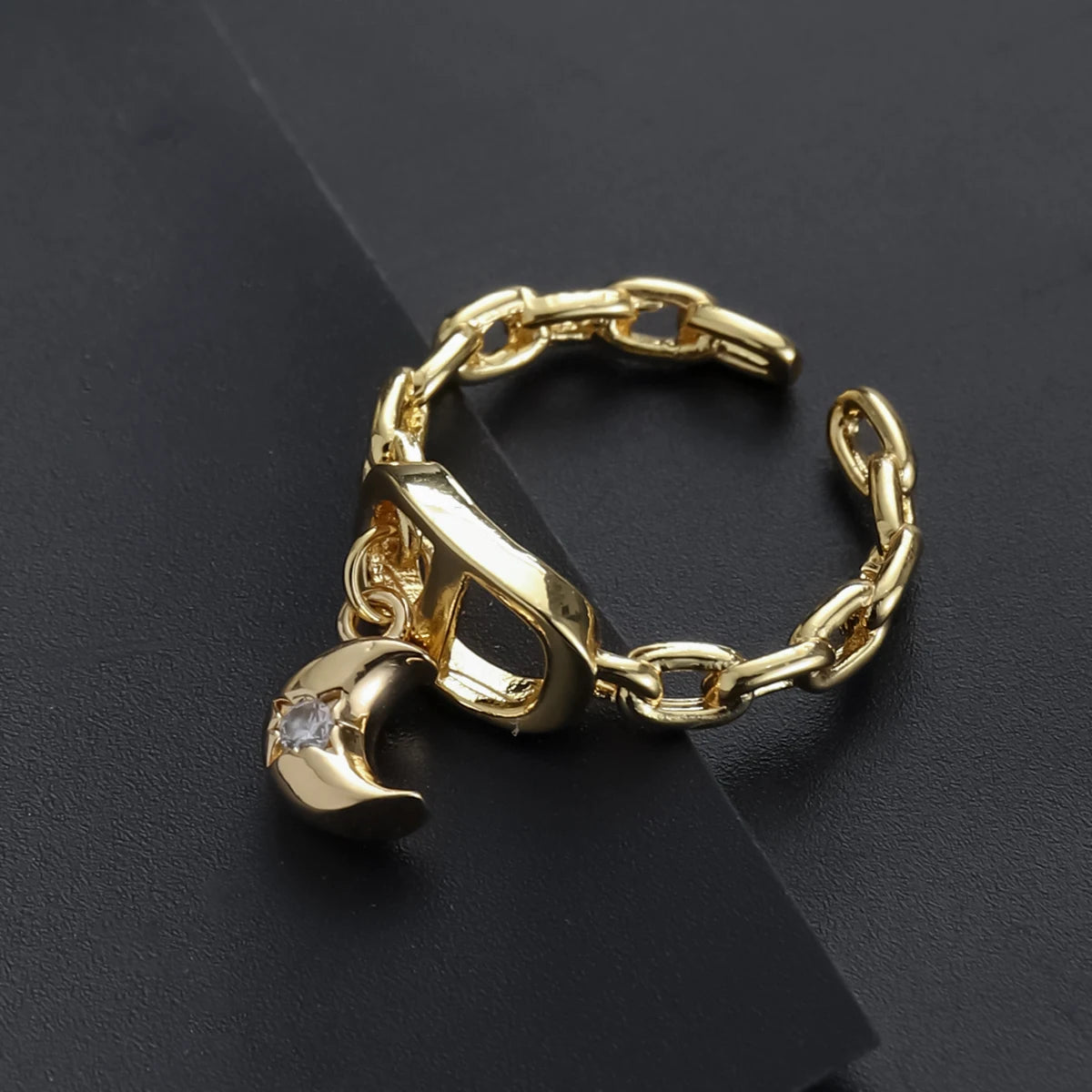 Stern Diamant Buchstaben CD Ring Nische Design Anhänger Trendiger Alltag Vielseitiger Damenring Neu Offener Verstellbarer Ring