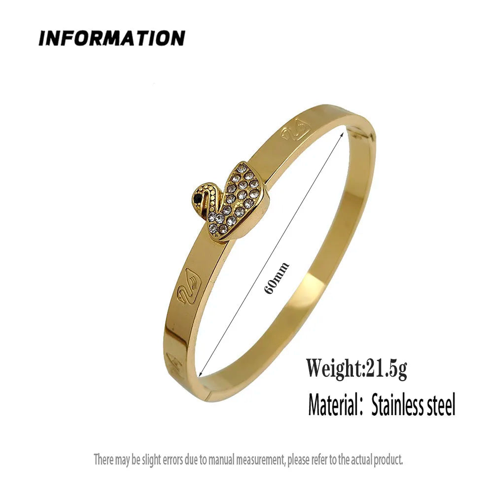 Neues Schwan Zirkon vergoldetes Edelstahlarmband 18K, hochwertiges wasserdichtes Pärchenarmband, Frauengeschenk