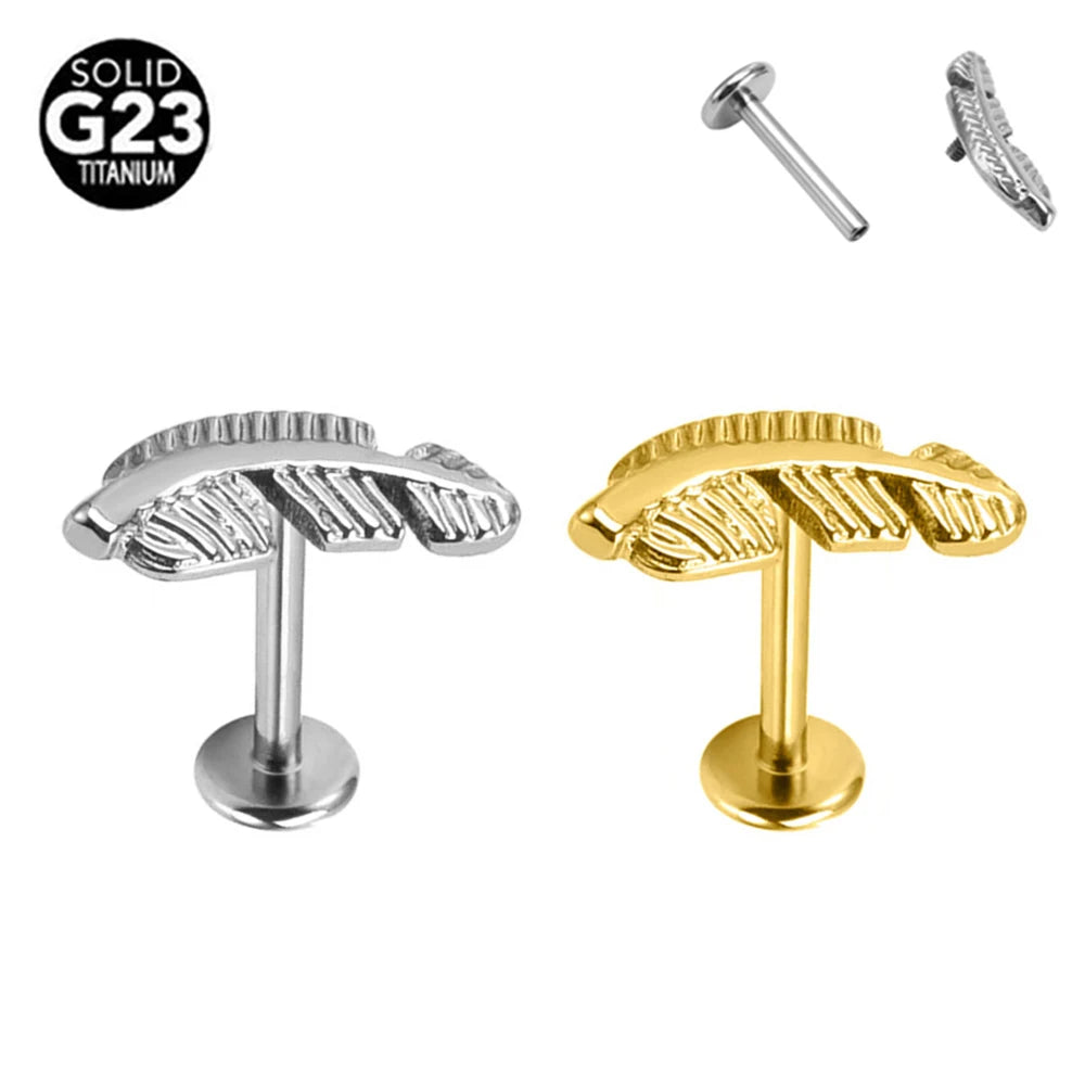 G23 Titan Schlangen-Bienen-Feder Labret Piercing 16G Innengewinde Ohrstecker Knorpel Helix Körperschmuck