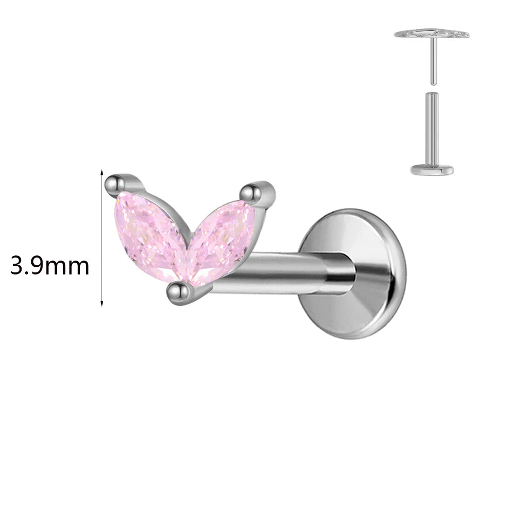 ASTM F136 G23 Titan Hasenohren Piercing Ohrstecker Push-In Threadless Labret 16/18/20G Knorpel Körperschmuck