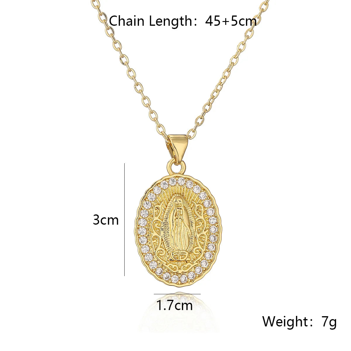 NEWBUY High Quality Women's Religious Jewelry Copper CZ Zircon Inlay Virgin Mary Pendant Stainless Steel Chain Necklace