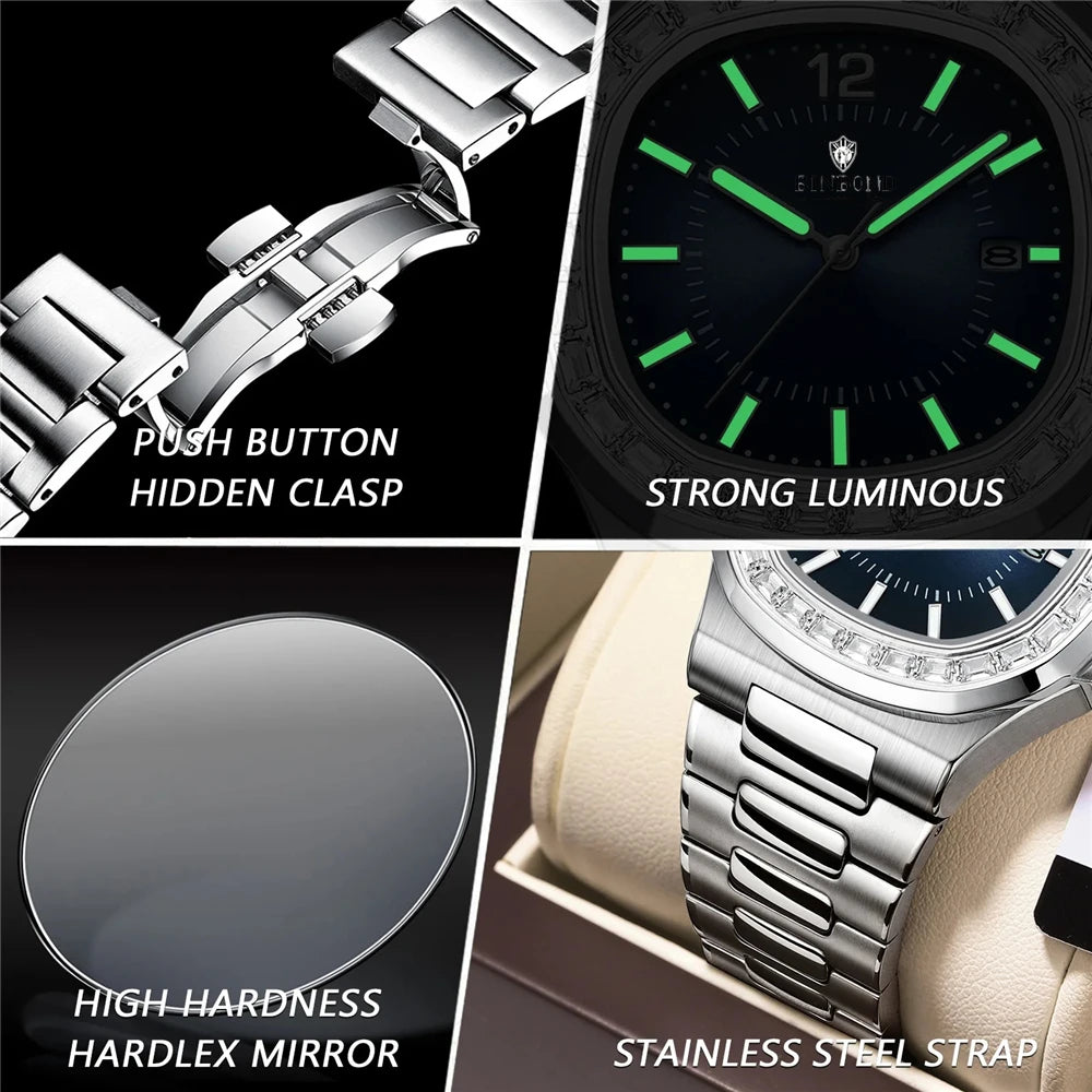 Reloj de Lujo Digital con Nuevos Diamantes para Hombre Moda Relojes de Pulsera de Cuarzo Relojes Automáticos para Hombre Regalos para Hombre Reloj Todo Por 1 Real