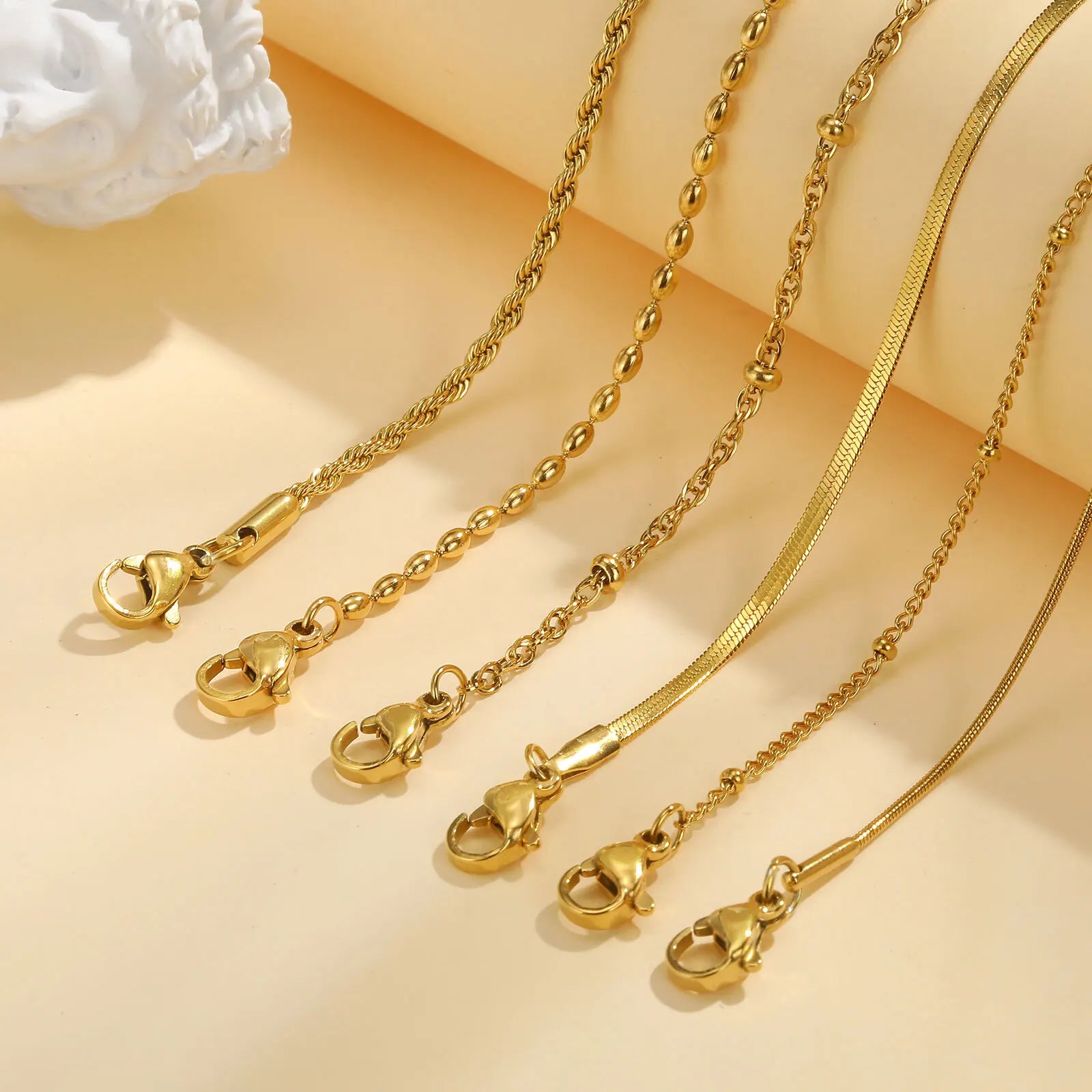 Dünnes Gliederarmband für Damen, Edelstahl 18K vergoldet, wasserdichter Schmuck