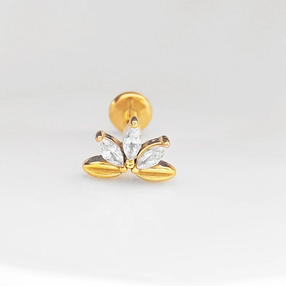 Piercing Labret de Rosca Interna Rayo Corona Abeja Flores Cartílago Pendiente Trago Conch Acero Inoxidable 316L Joyería Corporal