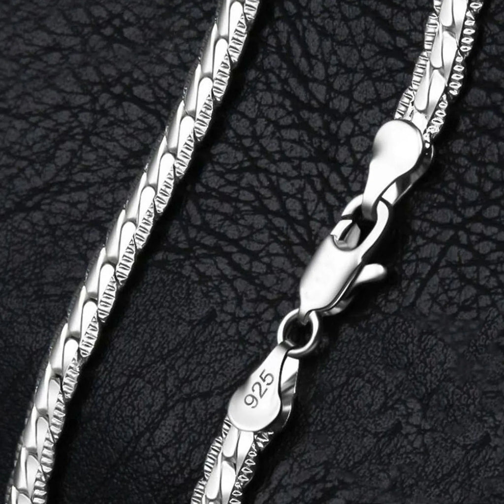 925 Sterlingsilber 8/16/18/20/22/24 Zoll 6mm Seitenkette Halskette Armband für Damen Herren Mode Charme Hochzeit Schmuck