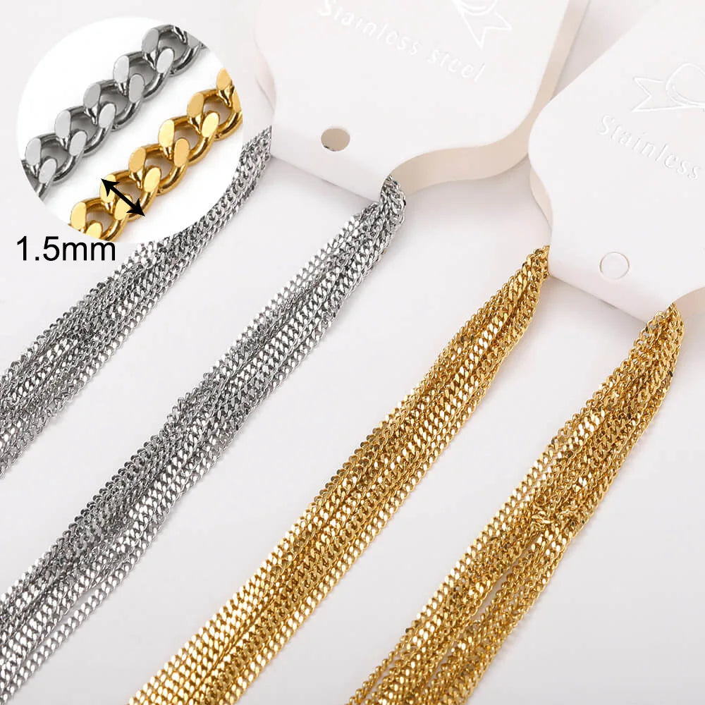 10pcs/set Stainless Steel Gold Color Necklace For Women 45cm Chain DIY Jewelry Accessories Making Materials Handmade Supplies