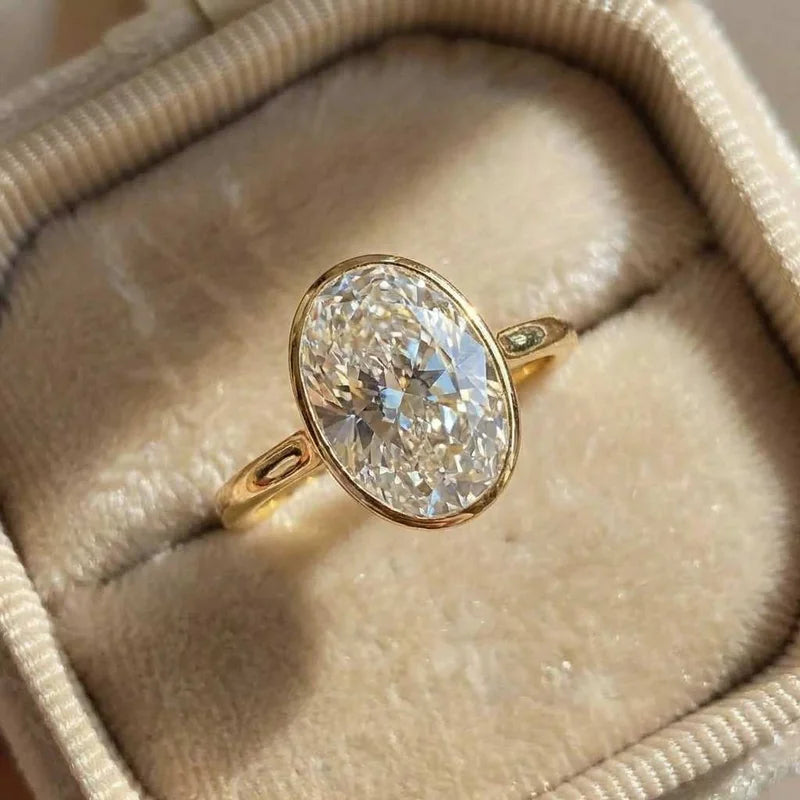 Anillos de Óvalo Simples y Modernos de Plata de Ley 925 con Zirconia para Mujer, Compromiso, Boda, Joyería de Lujo de Alta Calidad, Ventas Calientes