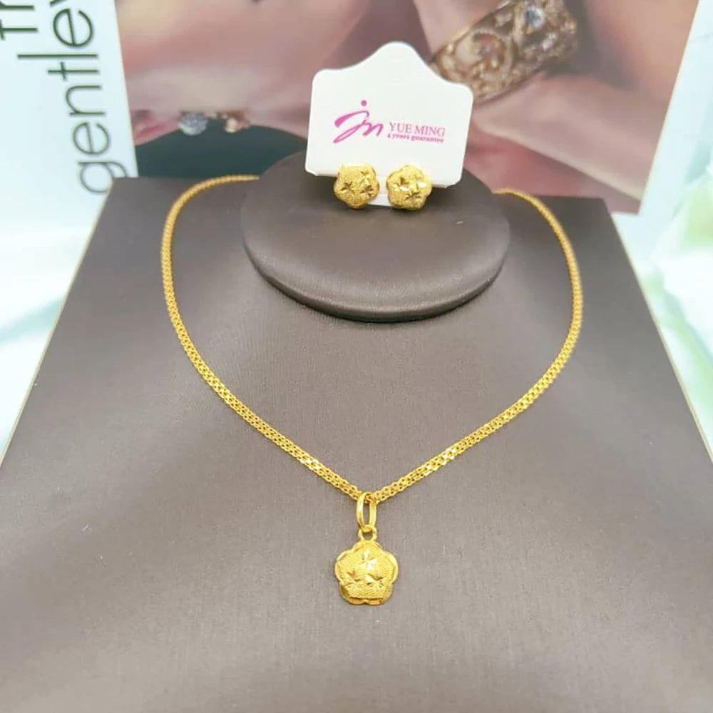 Exquisites Schmuckset in Goldfarbe für Partys, Ohrstecker und Anhängerkette, afrikanisches Brautschmuckset für Verlobungsfeiern