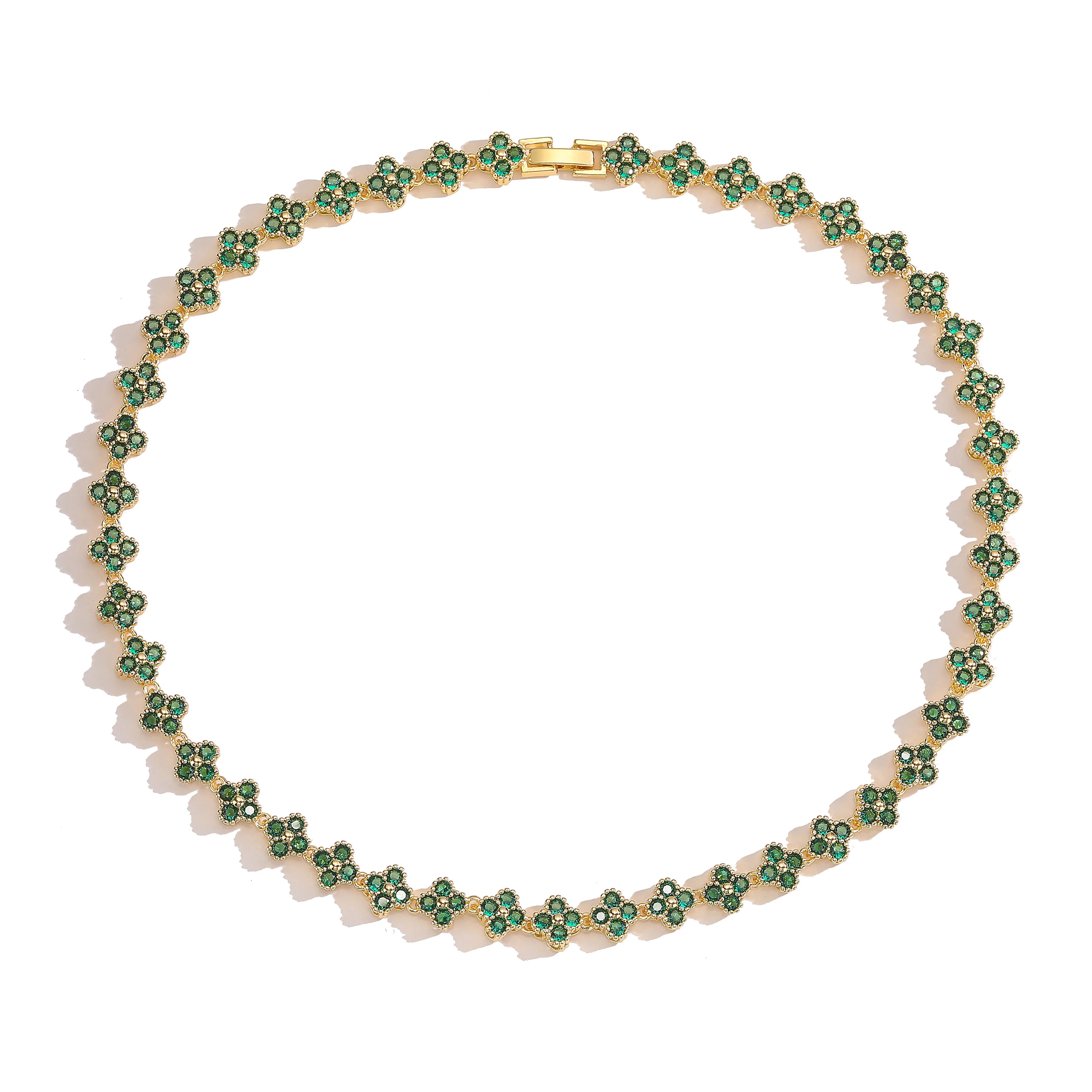 HECHENG, AAAAA Messing 18K vergoldete Blumenhalskette Armband Schmuckset, als Weihnachtsgeschenk für Frauen und die beste Freundin