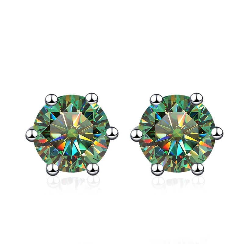 NeeTim Pendientes de Moissanita de 0,5 ct, 1 ct, 2 ct para mujer, de plata de ley 925, en verde, rosa, negro, azul y gris, con circonitas brillantes