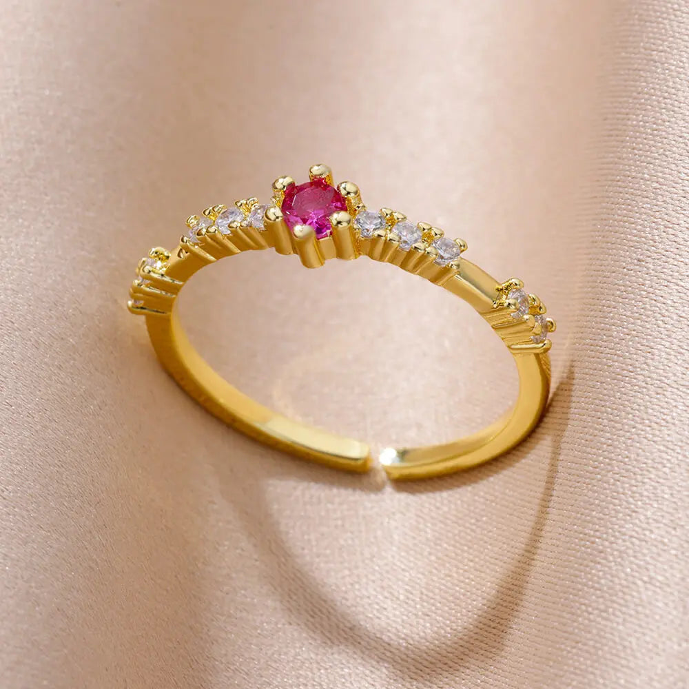 Winzige grüne Zirkon-Rundringe für Frauen, geometrischer Edelstahlring, luxuriöser Hochzeits-Weihnachtsschmuck, Geschenk, kostenloser Versand