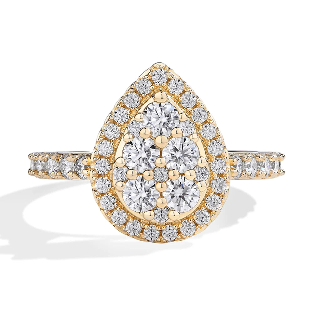 MINTYBOX Anillos de compromiso de halo de moissanita de plata esterlina 925 para mujer 1.15ctw Anillo de diamantes de laboratorio chapado en oro de 18 quilates Joyería fina