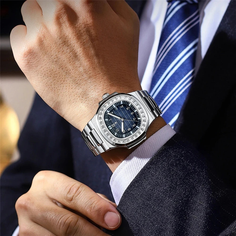 Nuevo reloj digital simple de diamantes para hombre, regalos, relojes de pulsera de cuarzo de moda, relojes automáticos para hombre, reloj de hombre Montre Homme