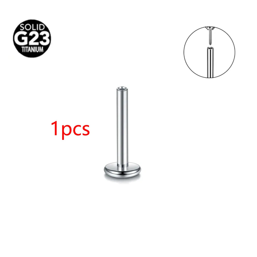 Threadless Labret Rod Piercing G23 Titanium Push In Stud Cartilage Flatback Nose Stud Piercing Body Jewelry