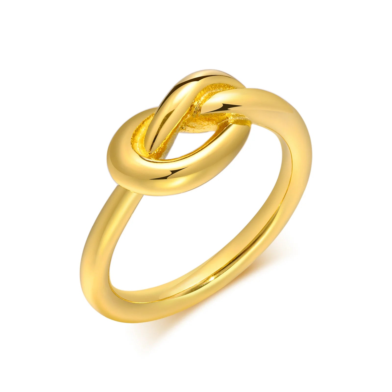 Liebesknoten-Ring für Damen, Edelstahl vergoldet, zierlicher Stapelring, winziger Tie-the-Knot-Statement-Schmuck