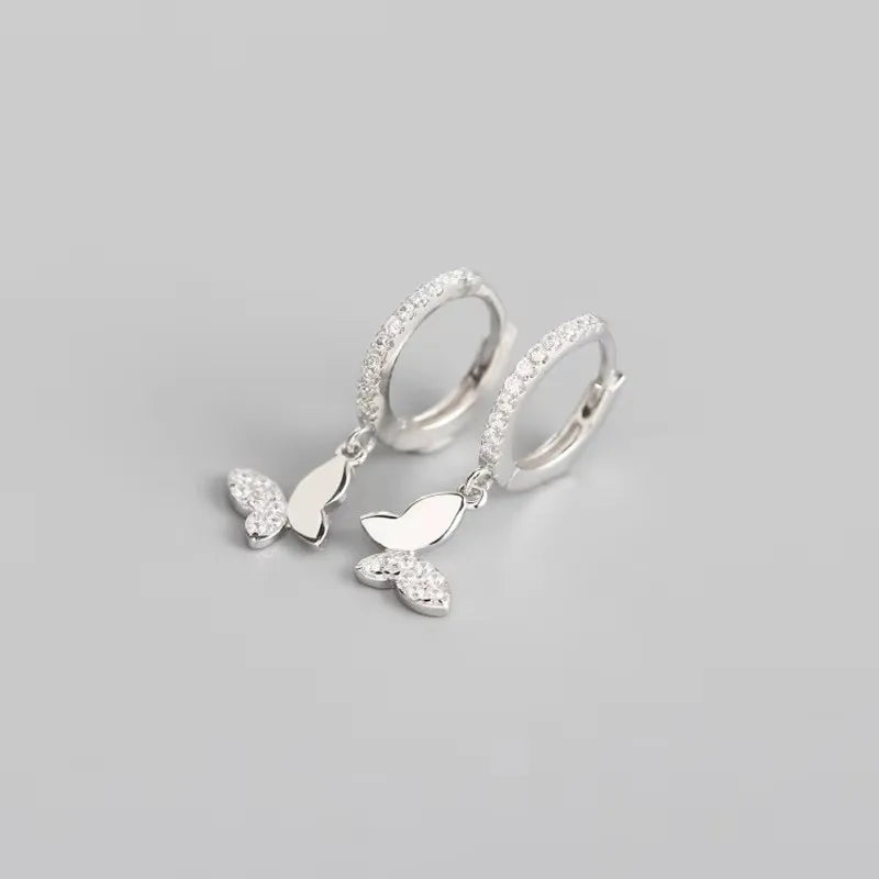 925 Sterlingsilber Schmetterling Creolen für Damen Glänzende Zirkonia Gold Silber Schmuck Geschenke