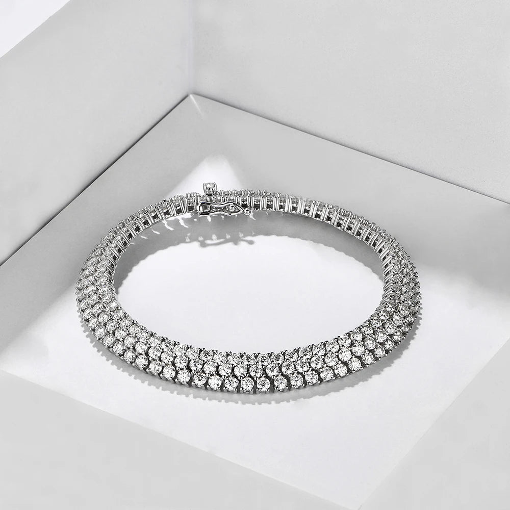 MINTYBOX S925 Sterlingsilber All Moissanite Tennisarmband für Damen D VVS1 Diamant Vergoldet Luxus Hochzeit Edler Schmuck