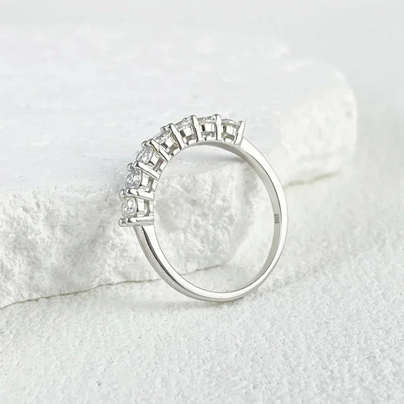 NeeTim Voll-Moissanit-Ring für Damen, S925 Sterlingsilber mit Weißgold plattiert, Diamant-Hochzeitsbandringe, edler Schmuck