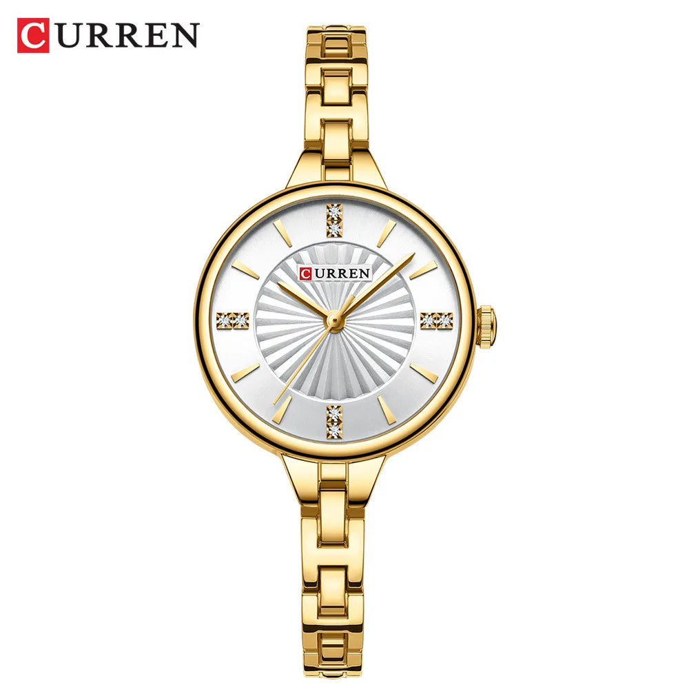 CURREN 9097 Top Brand Women's Quartz Watch Fashion Casual Gold Silver Waterproof Stainless Steel Strap Women's Elegant Watch
