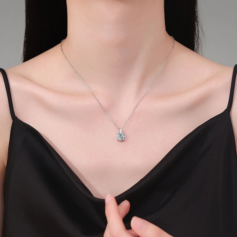 Collar de moissanita NeeTim de 2ct 3ct para mujer, plata de ley 925 con chapado en oro amarillo, rosa y blanco, collar con colgante de diamante de laboratorio