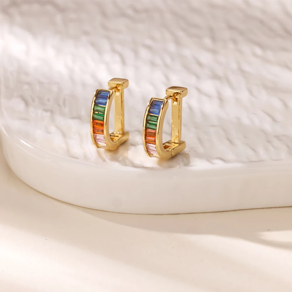 Creolen aus Zirkonia für Damen, Luxuriöse Kristall-Zirkon-Ohrringe in Goldfarben, aus Edelstahl, Schmuck, Hochzeitsfeier-Geschenk