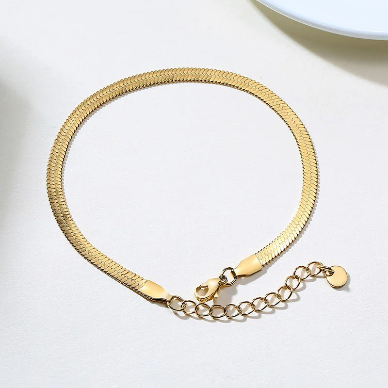Schlangenketten-Fußkettchen für Damen und Mädchen, verstellbar, Sommer-Strand-Fußkettchen, Armband, Muttertagsgeschenke, Edelstahl, nicht allergisch