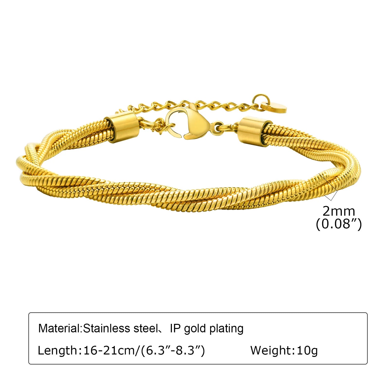 Auffälliges Edelstahl-Kettenarmband für Damen, Vintage 18k vergoldeter eleganter Schmuck