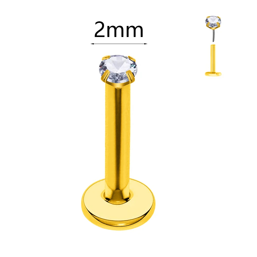 ASTM F136 G23 Titan Kugel Tragus Ohrring Gewindeloses Piercing Herz Zirkonia Stift Daith Conch Push-in Labret Stecker