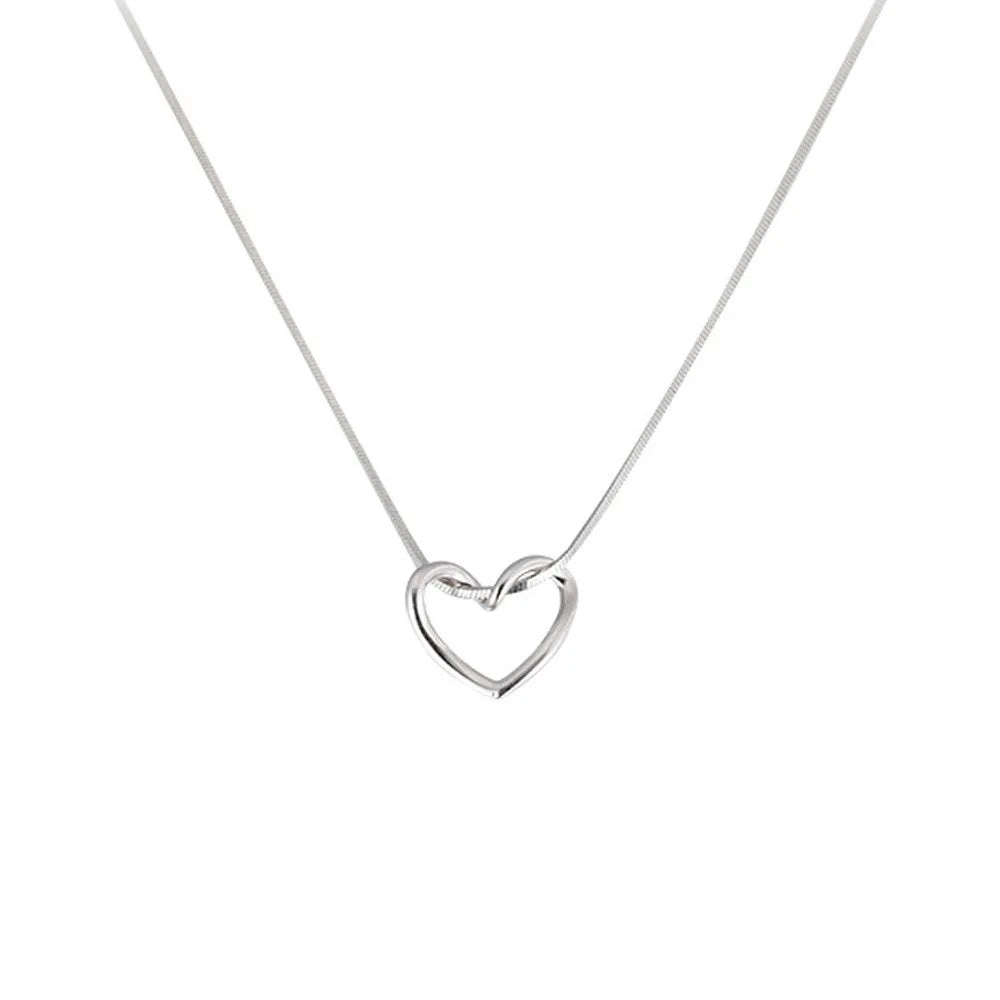 Collares con cadena de serpiente y corazón de línea de plata de ley 925 para mujer, joyería de lujo vintage al por mayor, Argent 925