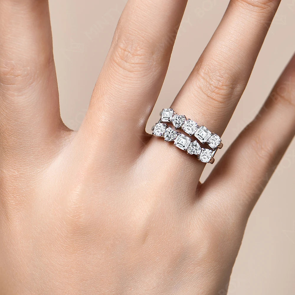 MINTYBOX 3.5 Karat Moissanit Ehering mit Labor-Diamant S925 Sterling Silber Verlobungsringe für Damen Edler Schmuck Geschenk