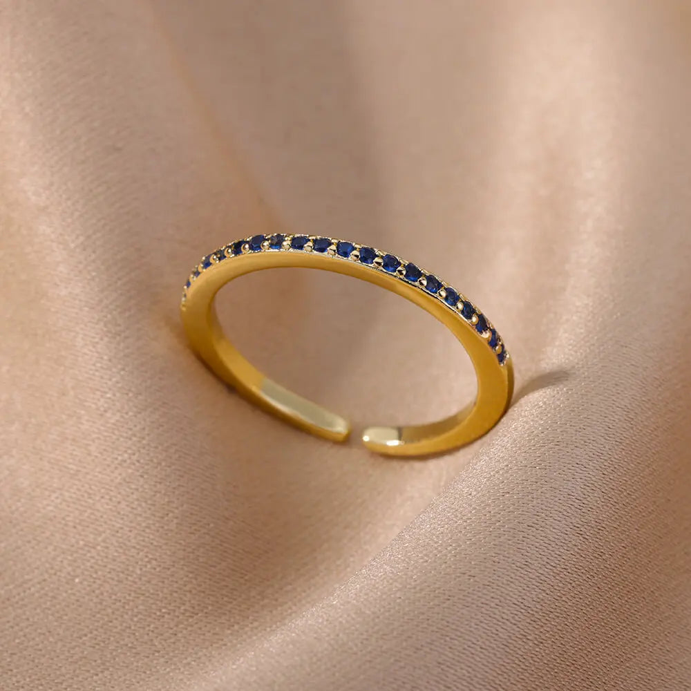 Bunte Zirkonringe für Damen Goldfarbe Edelstahl Mode Cubic Zirkonia Ring 2023 Trend Ästhetischer Hochzeitsschmuck Geschenk