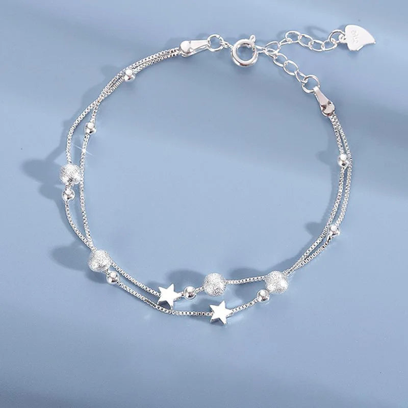 925 Sterling Silber Herzförmige Halskette Armband Set für Frauen Vintage Koreanischer Blauer Kristall Armbänder Schmuckset Party Schmuck