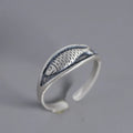 Nuevo en Anillos ajustables de plata esterlina 925 con diseño de pez para mujer, anillos de compromiso para damas, regalos de joyería, joyería femenina, plata 925