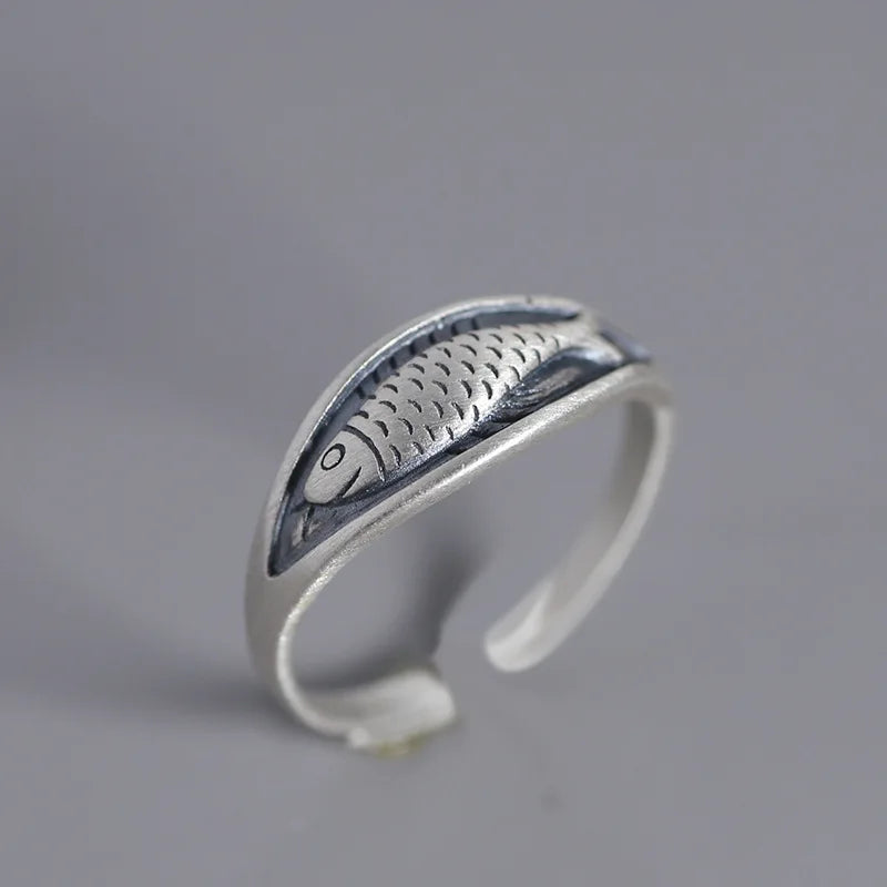 Neu in 925 Sterling Silber Fisch Verstellbare Ringe für Damen Verlobung Damen Ringe Schmuck Geschenke Damenschmuck Argent 925