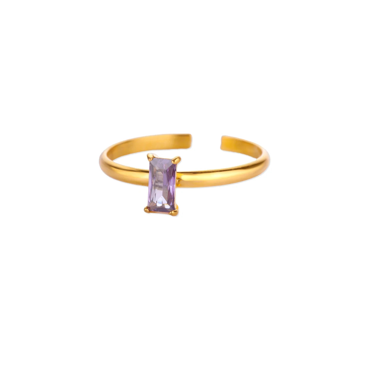 Edelstahl Geburtssteinringe für Damen Goldfarbe Zirkon Geburtsstein Öffnungsring Minimalistischer Weihnachts-Geburtstags-Schmuckgeschenk