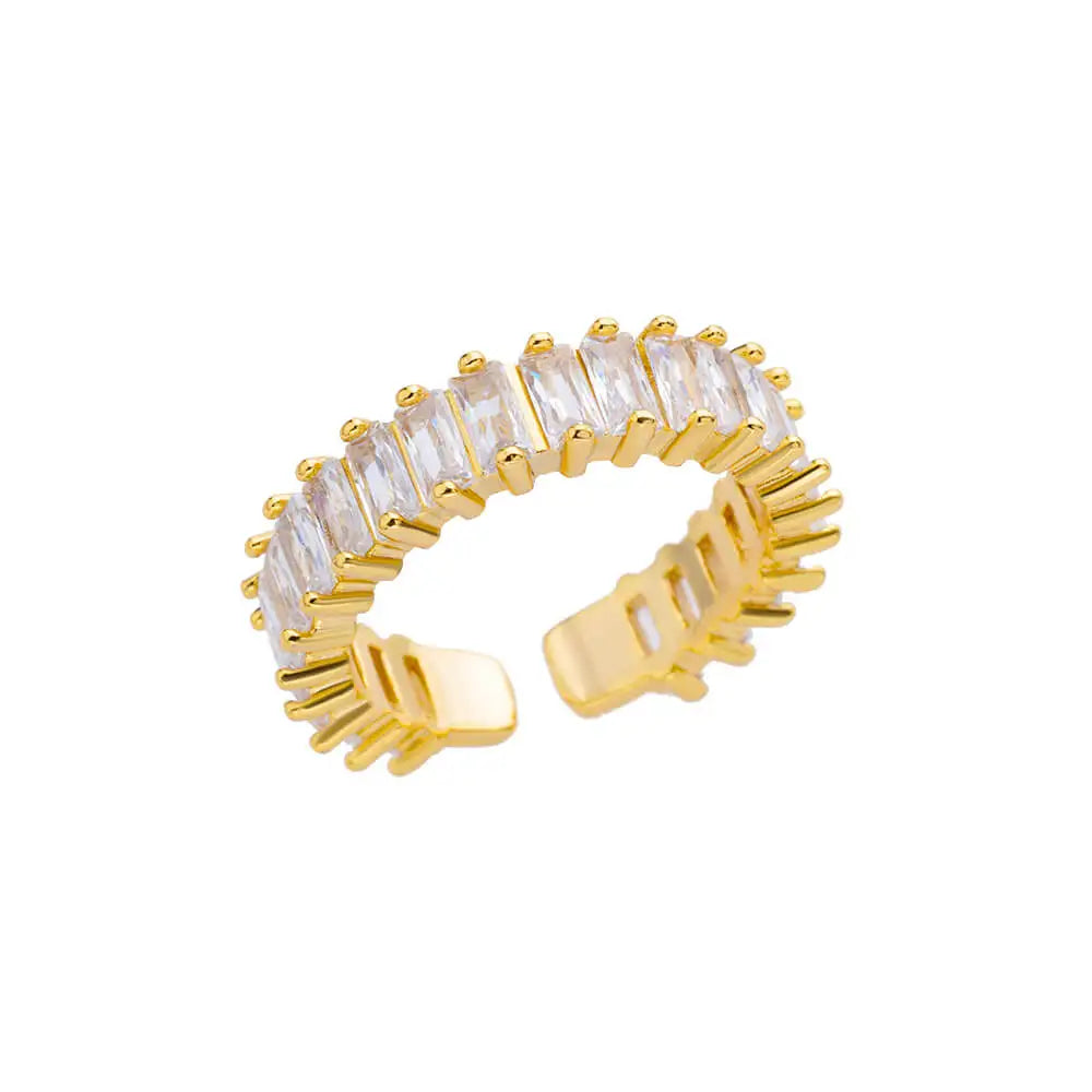 Mini Zirkon Grüne Ringe für Frauen Edelstahl Goldfarbe Verstellbarer Fingerring Verlobung Hochzeit Weihnachtsgeschenk Schmuck