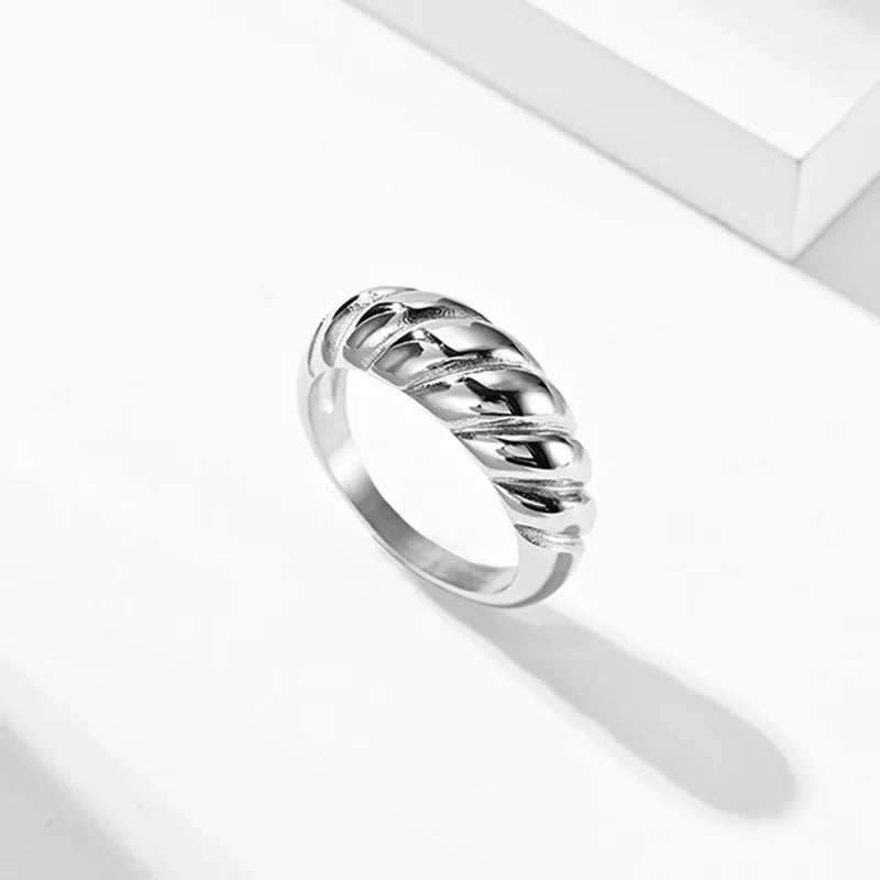 Edelstahl Twist Brot Design Ring Ehering für Herren Damen Größe 4-12