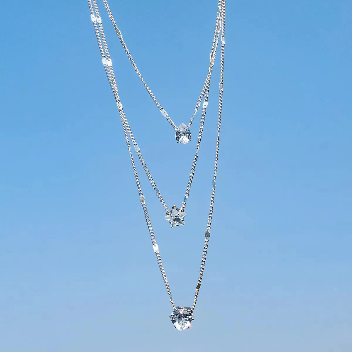 Trendy Zircon Pendant Necklace For Women Multilayer Chain Choker Fashion Female Party Shiny Jewelry Gift