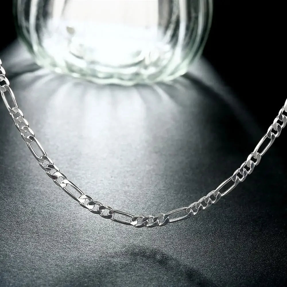 Collares de cadena fina de 40-75 cm de plata esterlina 925 de 16-30 pulgadas y 4 mm para mujer, joyería para fiesta de moda, boda, regalos de Navidad