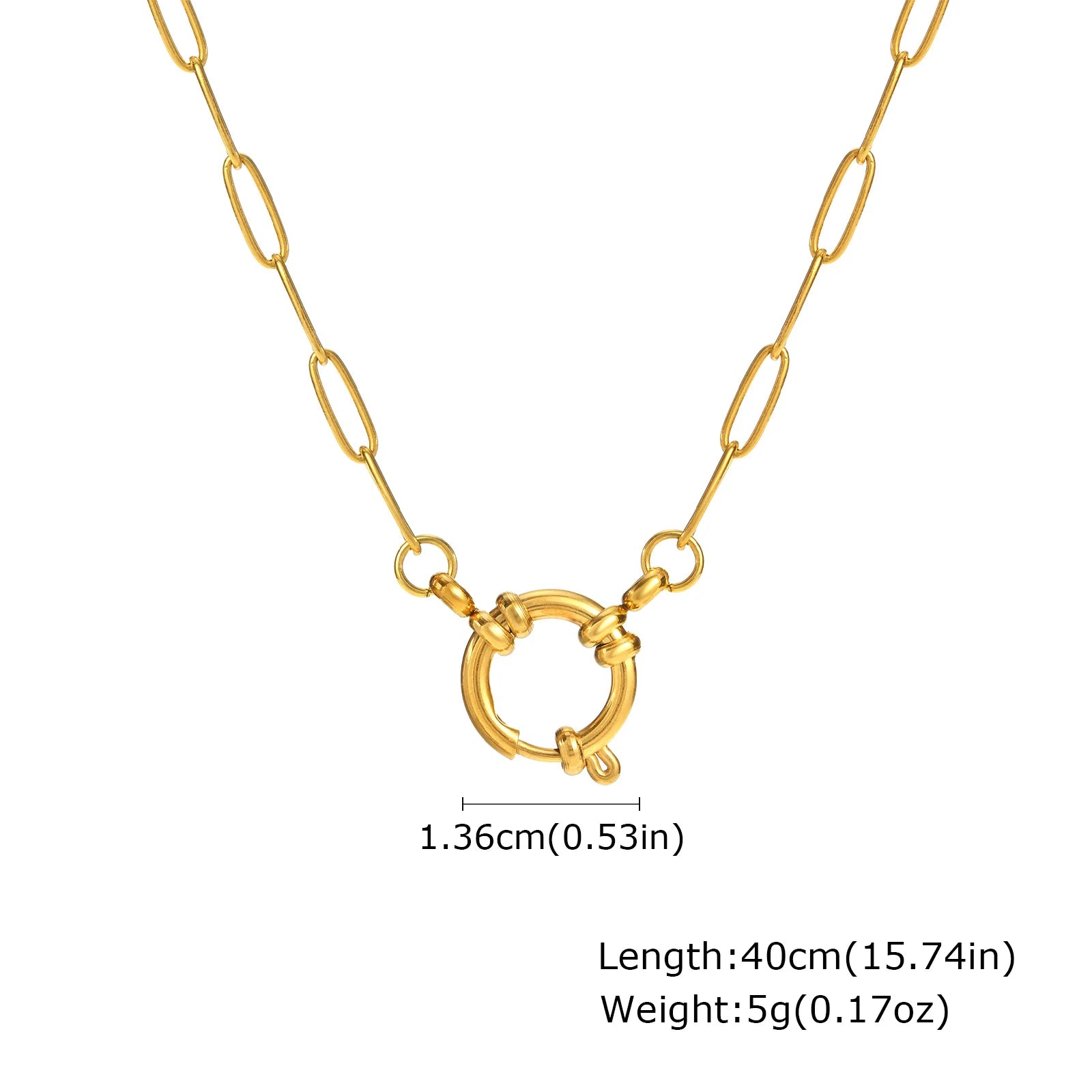 Paperclip-Kette Halsband, Damen Edelstahl Federverschluss Anhänger Halskette, Wasserdicht 18k Vergoldeter Schmuck